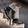 Rieker Front Zip Wedge Ankle Boot - Black Leopard